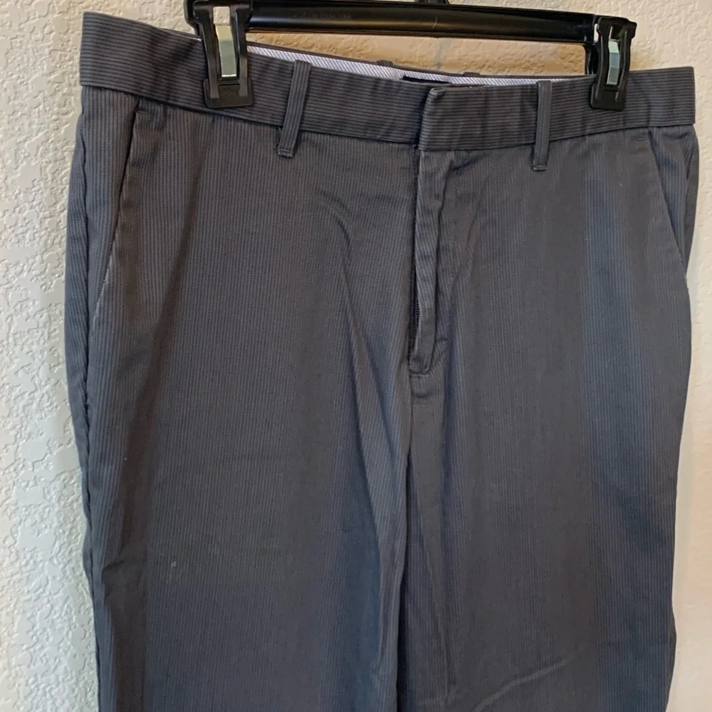 Gap Tailored Straight Fit Striped Grey Khakis
